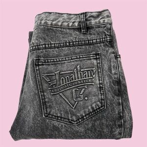 Vintage 80s Jonathan G 34x34 Actual 30x33 Jeans Black Acid Wash Faded
